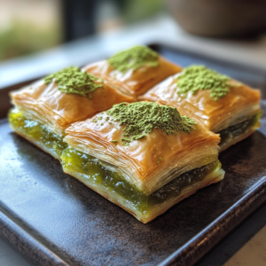 Side-by-side comparison of puff pastry and phyllo dough on a wooden cutting board.