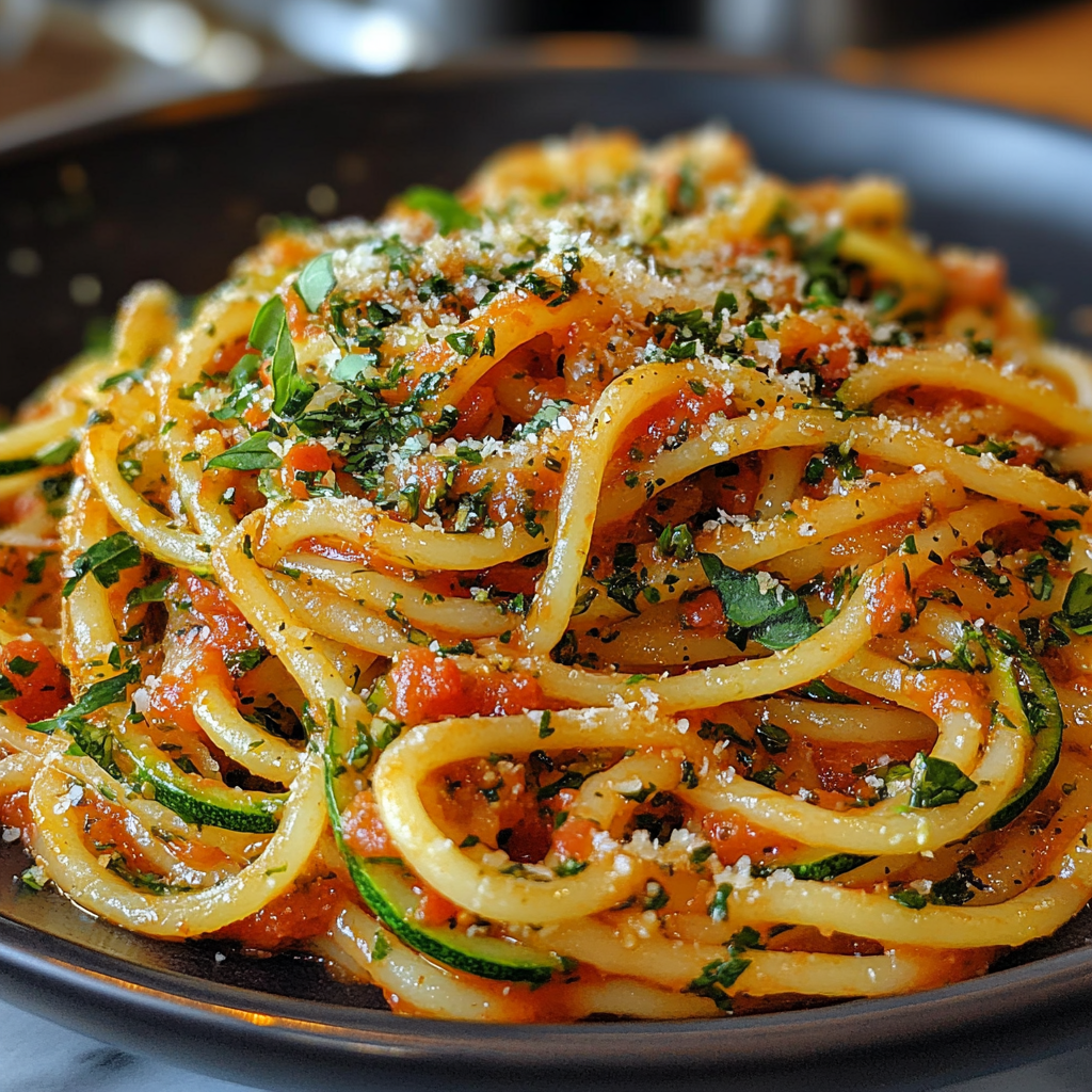 Zucchini Pasta with Sauce Recipe