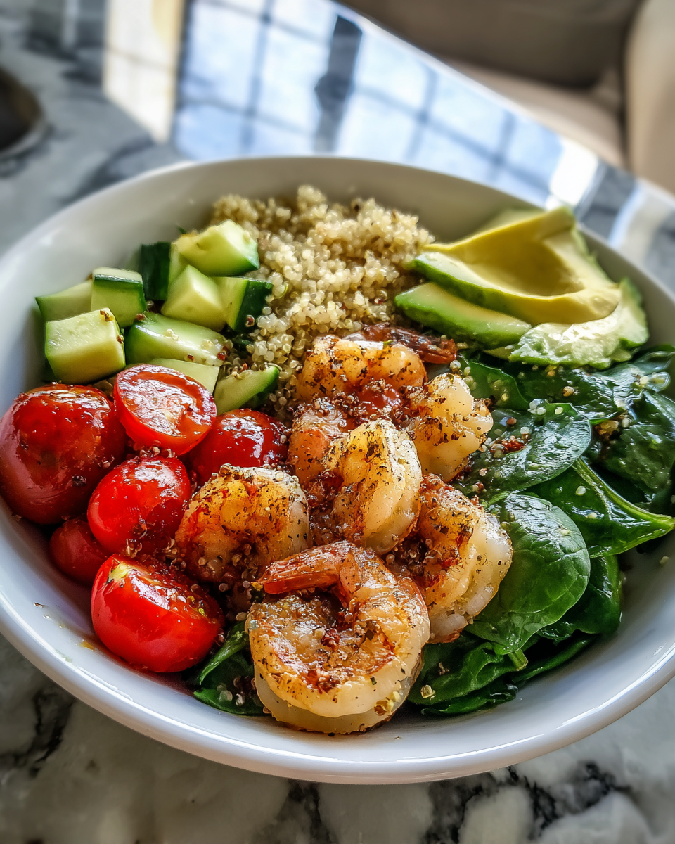 Fast Summer Dinner Idea: Lemon Garlic Shrimp with Quinoa and Veggies