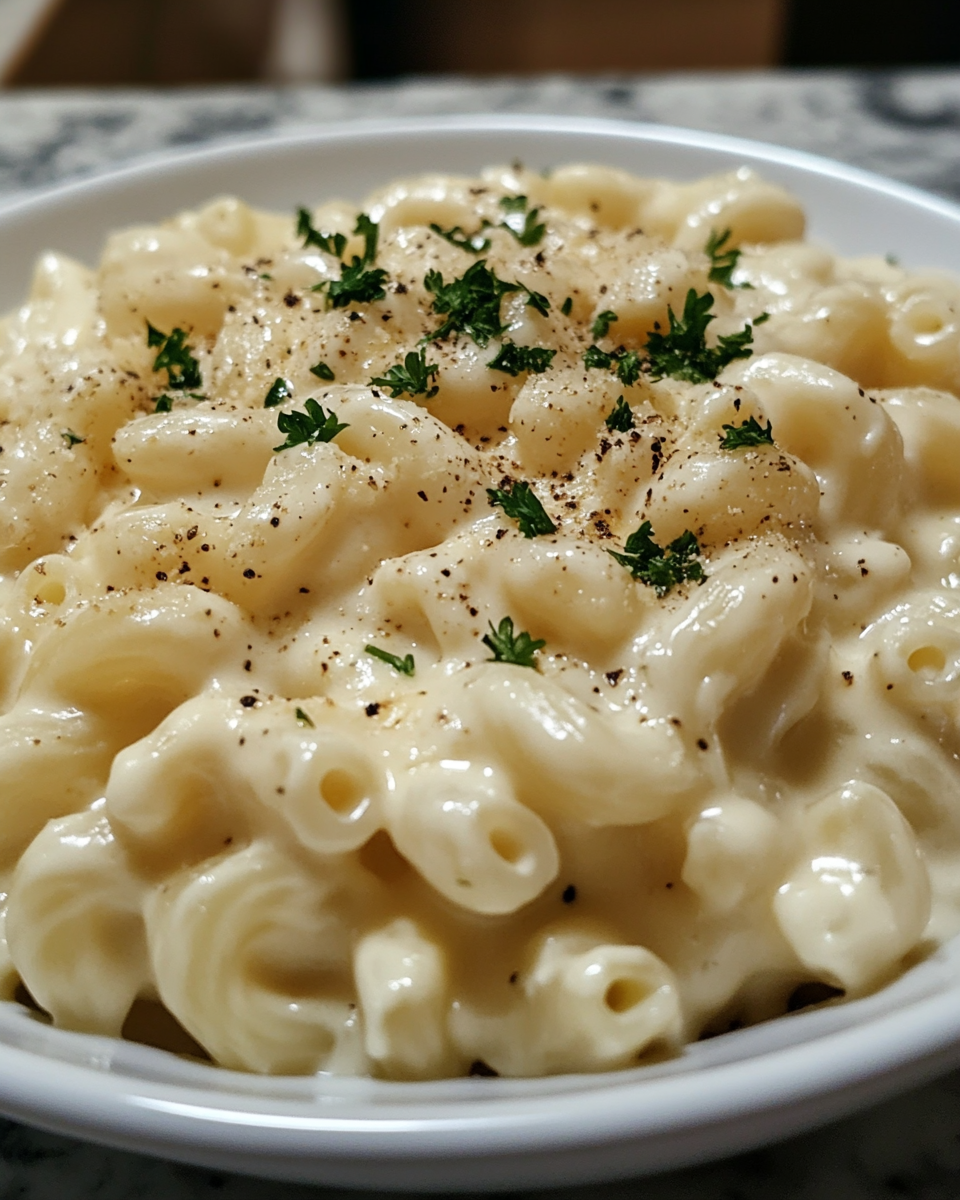 White Cheddar Mac and Cheese with Creamy Stove-Top Sauce